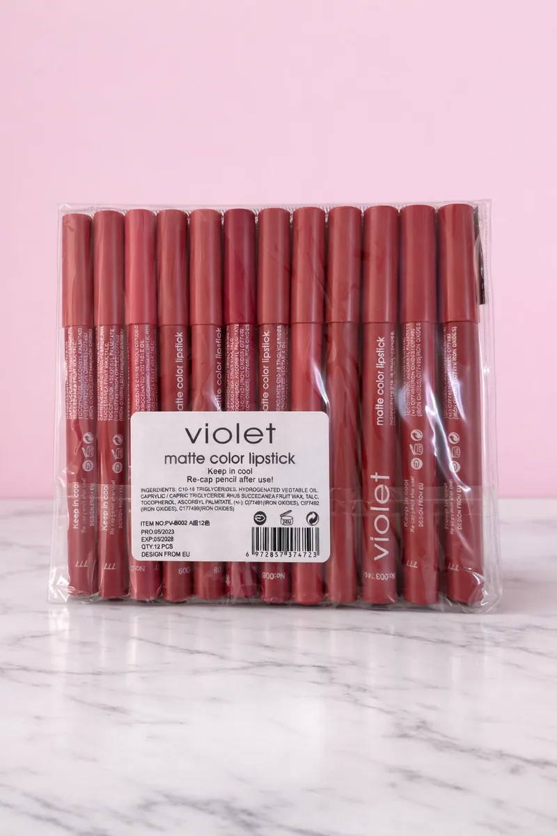 پک 12 عددی رژ لب مدادی مات ویولت