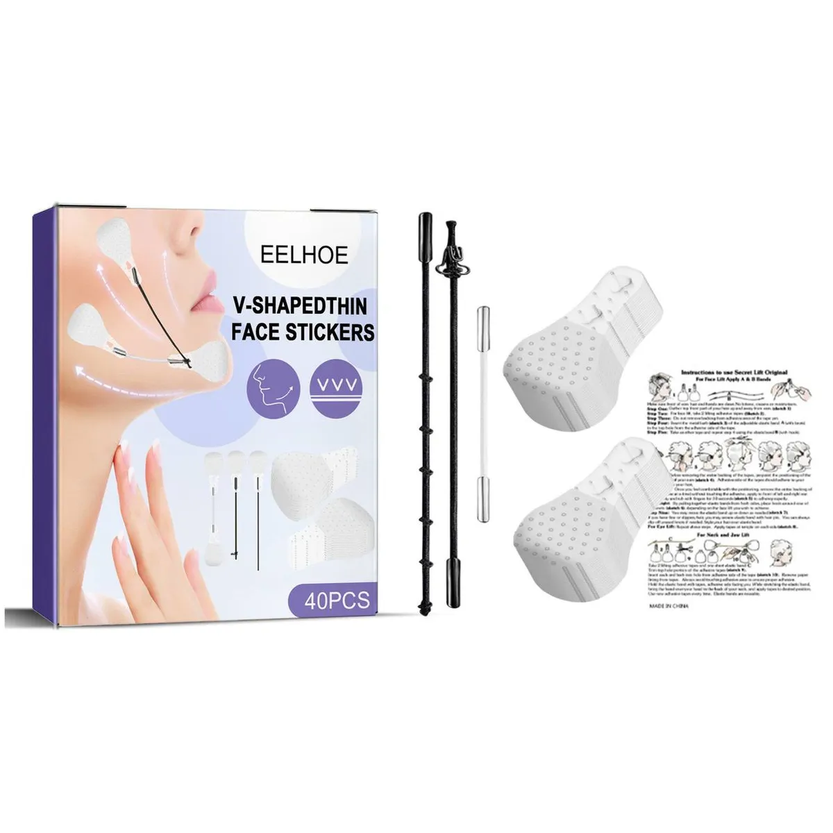 چسب لیفت صورت و گردن نامرئی ایلهو (بسته 40 عددی)